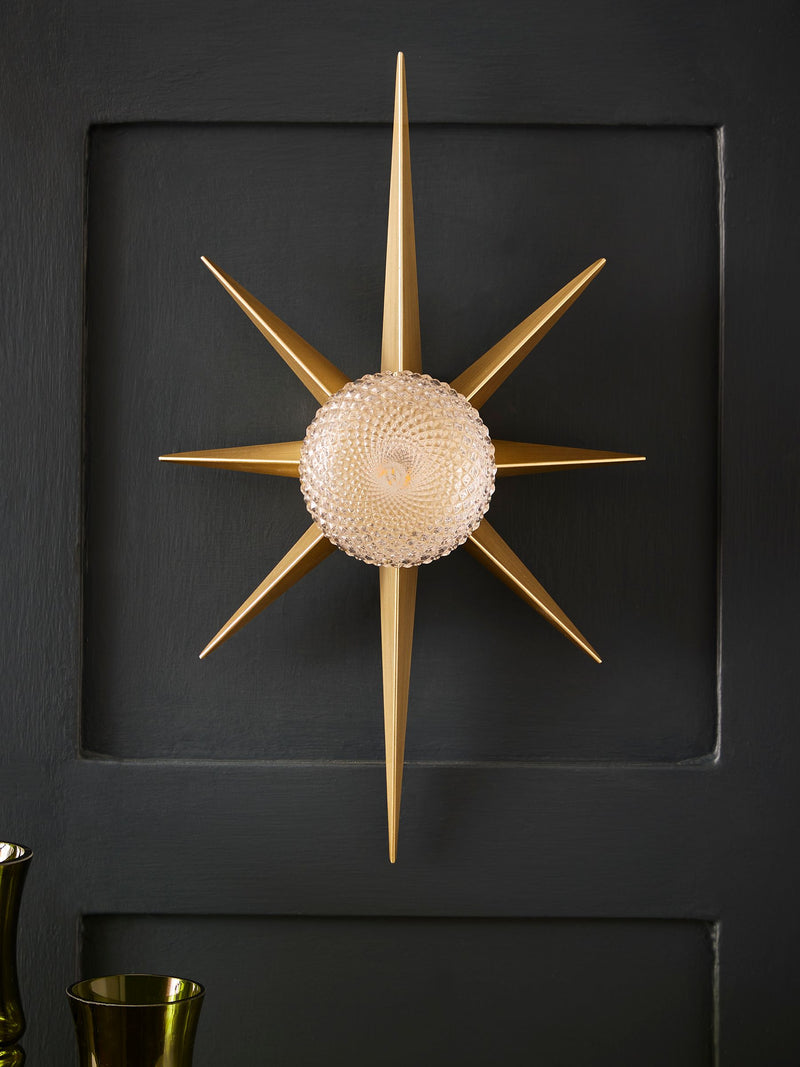 Rockett St George gold starburst wall light 50cm, imported from the UK