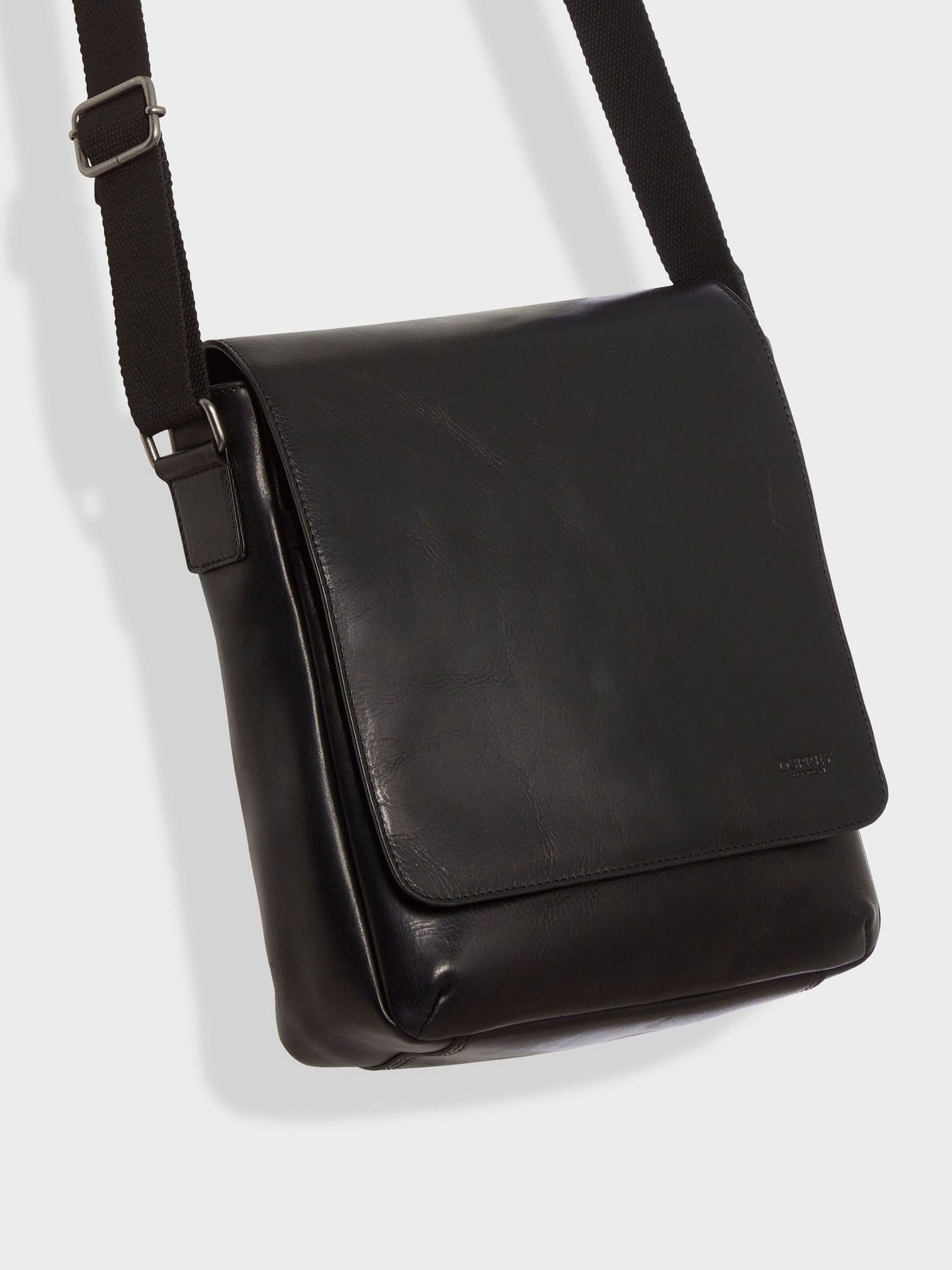 Osprey London The Baker black large leather messenger bag, UK version