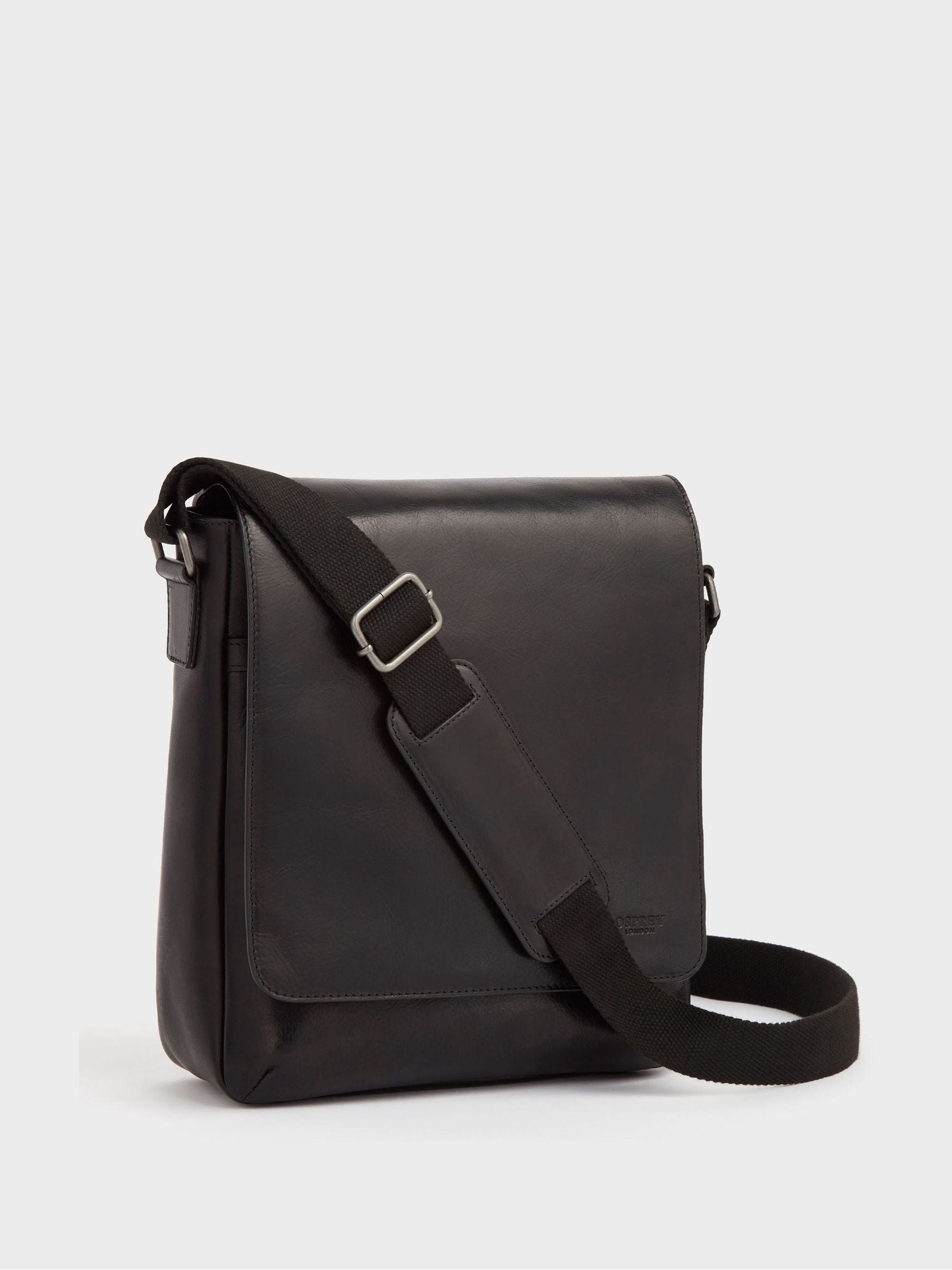 Osprey London The Baker black large leather messenger bag, UK version