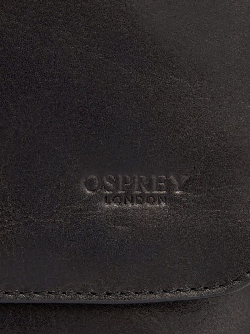 Osprey London The Baker black large leather messenger bag, UK version