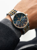 Gold and silver two-toned metal bracelet men's watch, UK version