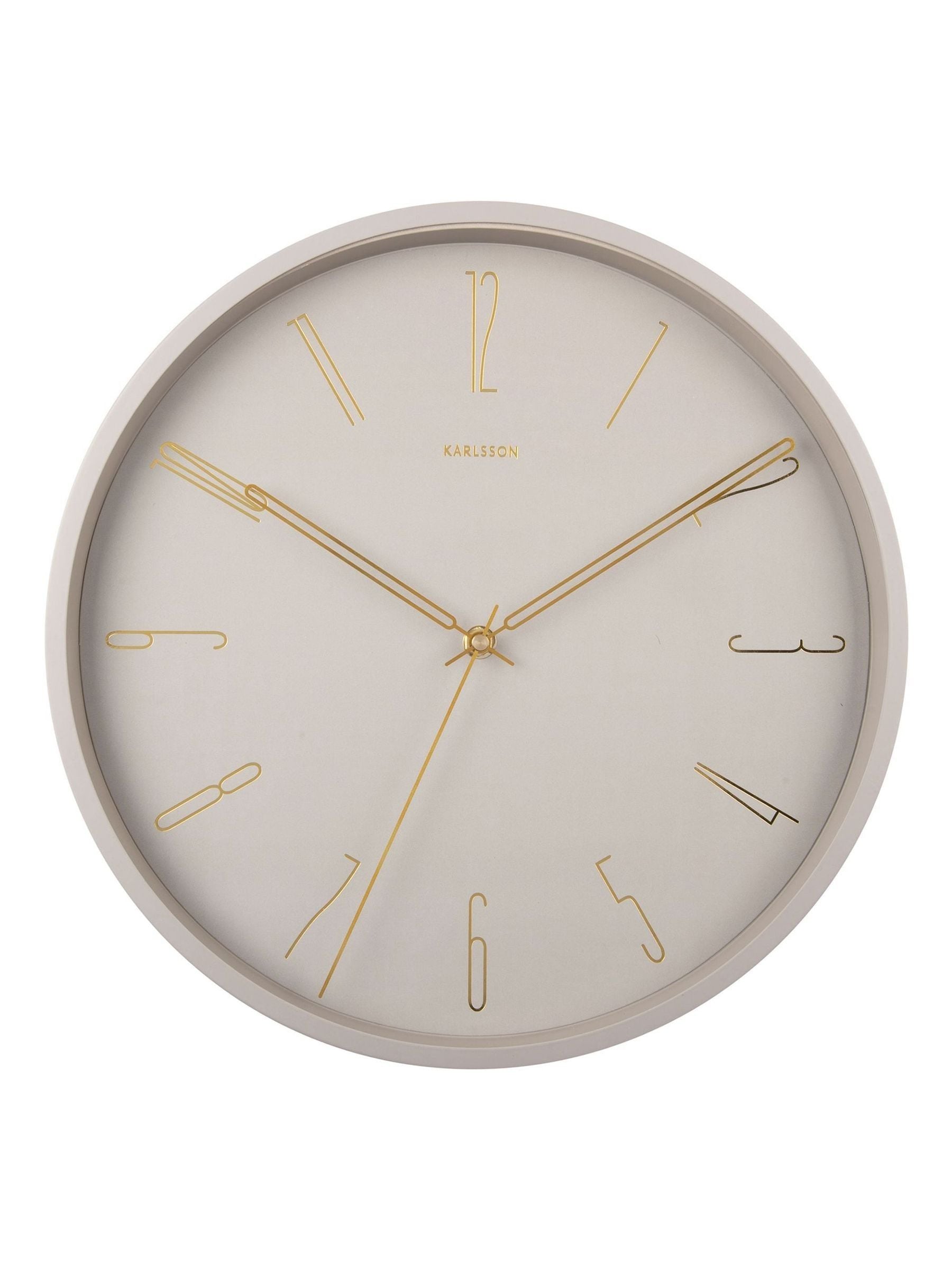 Karlsson grey belle numbers wall clock 35cm, UK version
