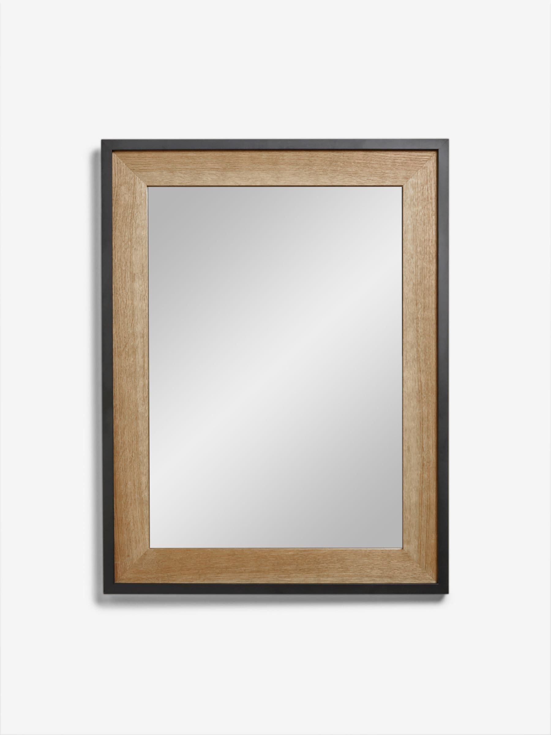 Bronx dark natural rectangular wall mirror 83cm x 63cm - British product