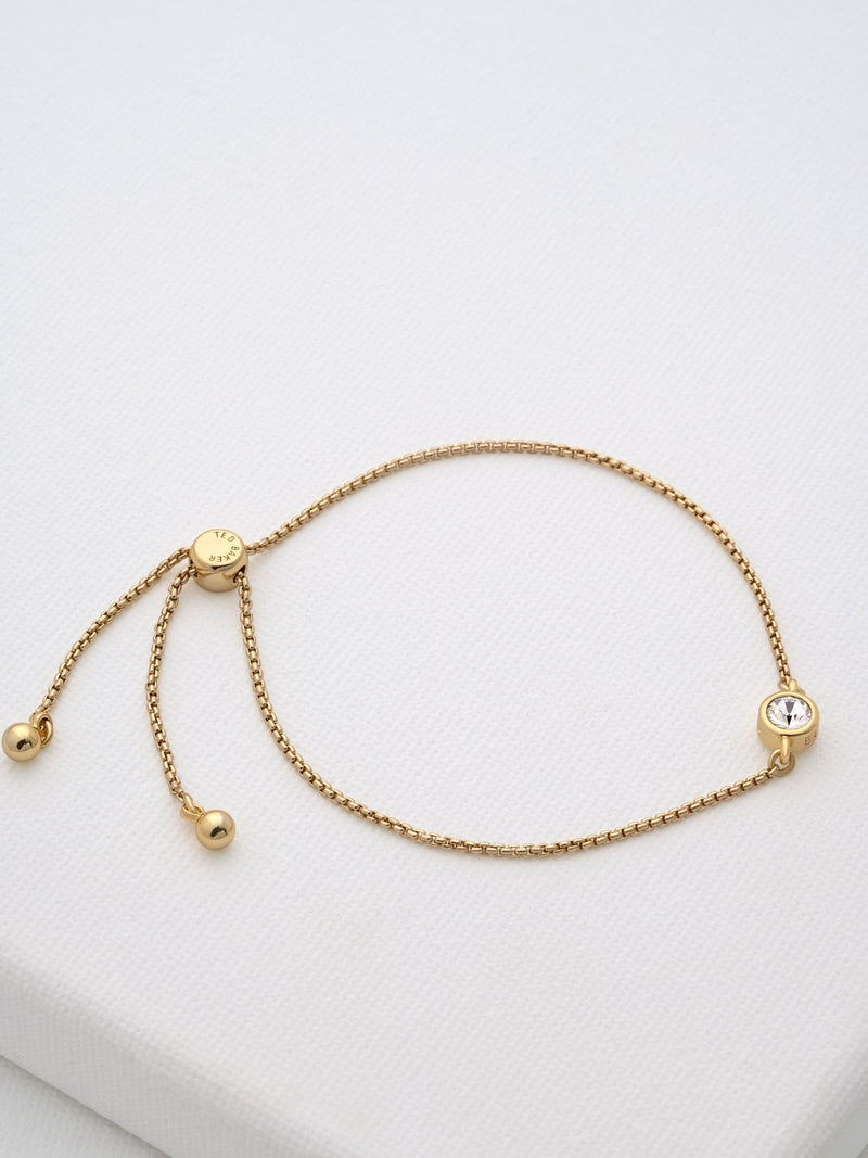 Ted Baker gold tone clear crystal drawstring adjustable bracelet 21cm (British brand)