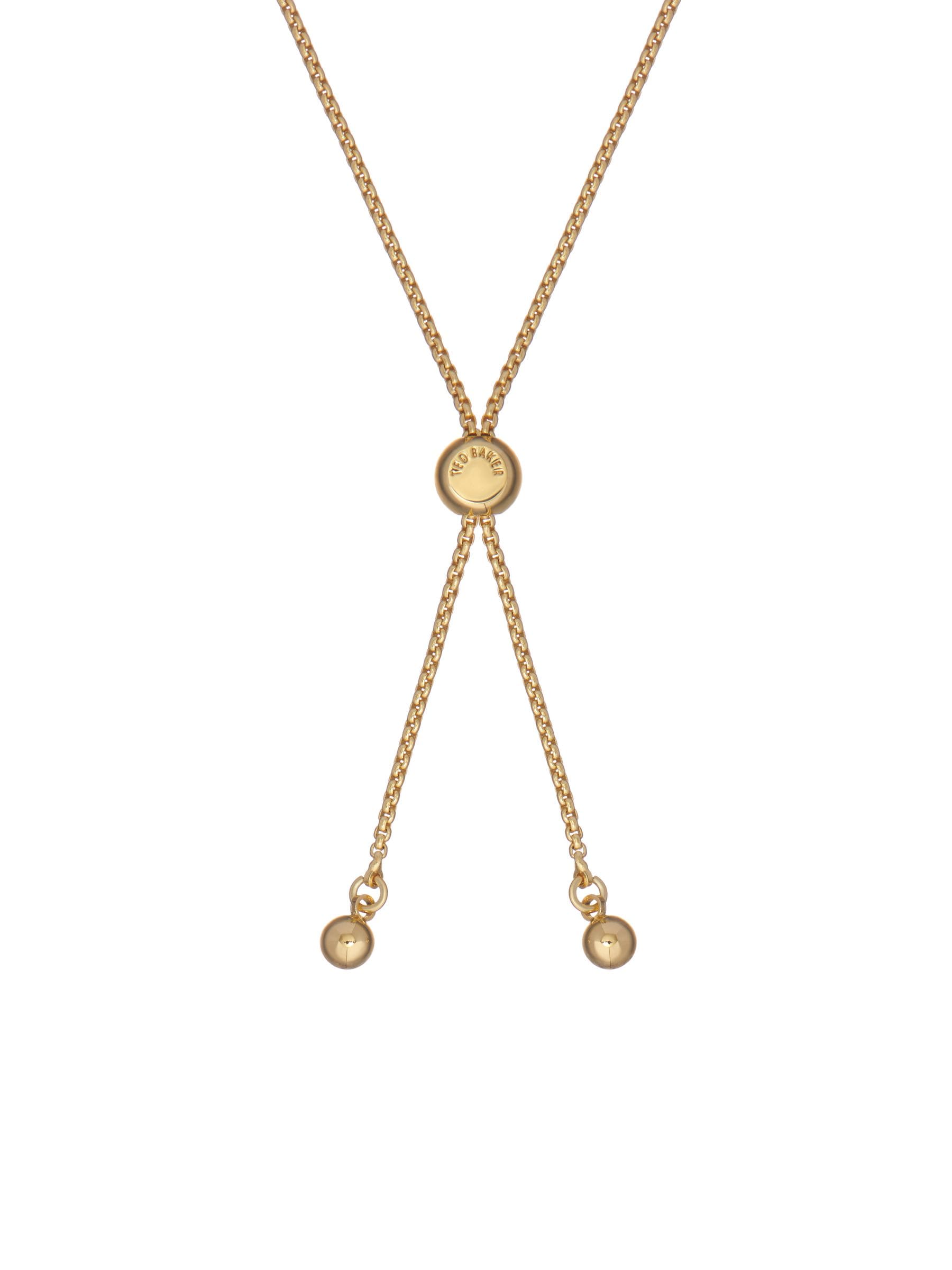 Ted Baker gold tone clear crystal drawstring adjustable bracelet 21cm (British brand)
