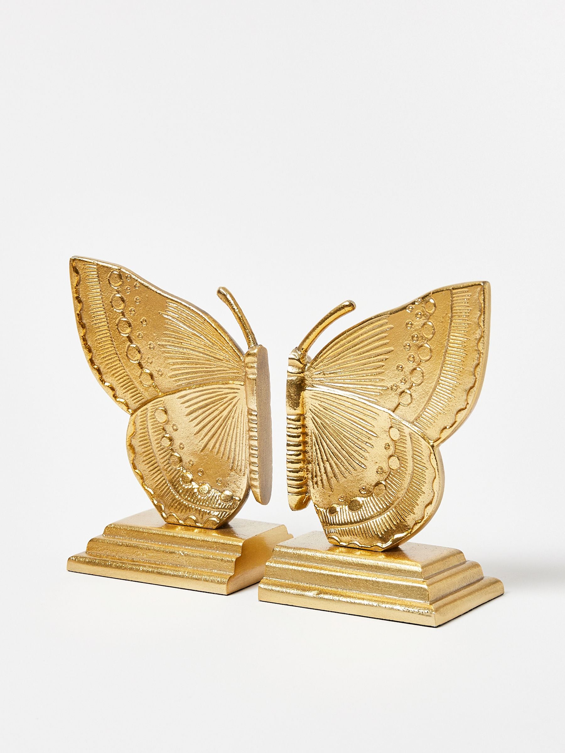 Oliver Bonas Gold Metal Butterfly Golden Metal Bookends
