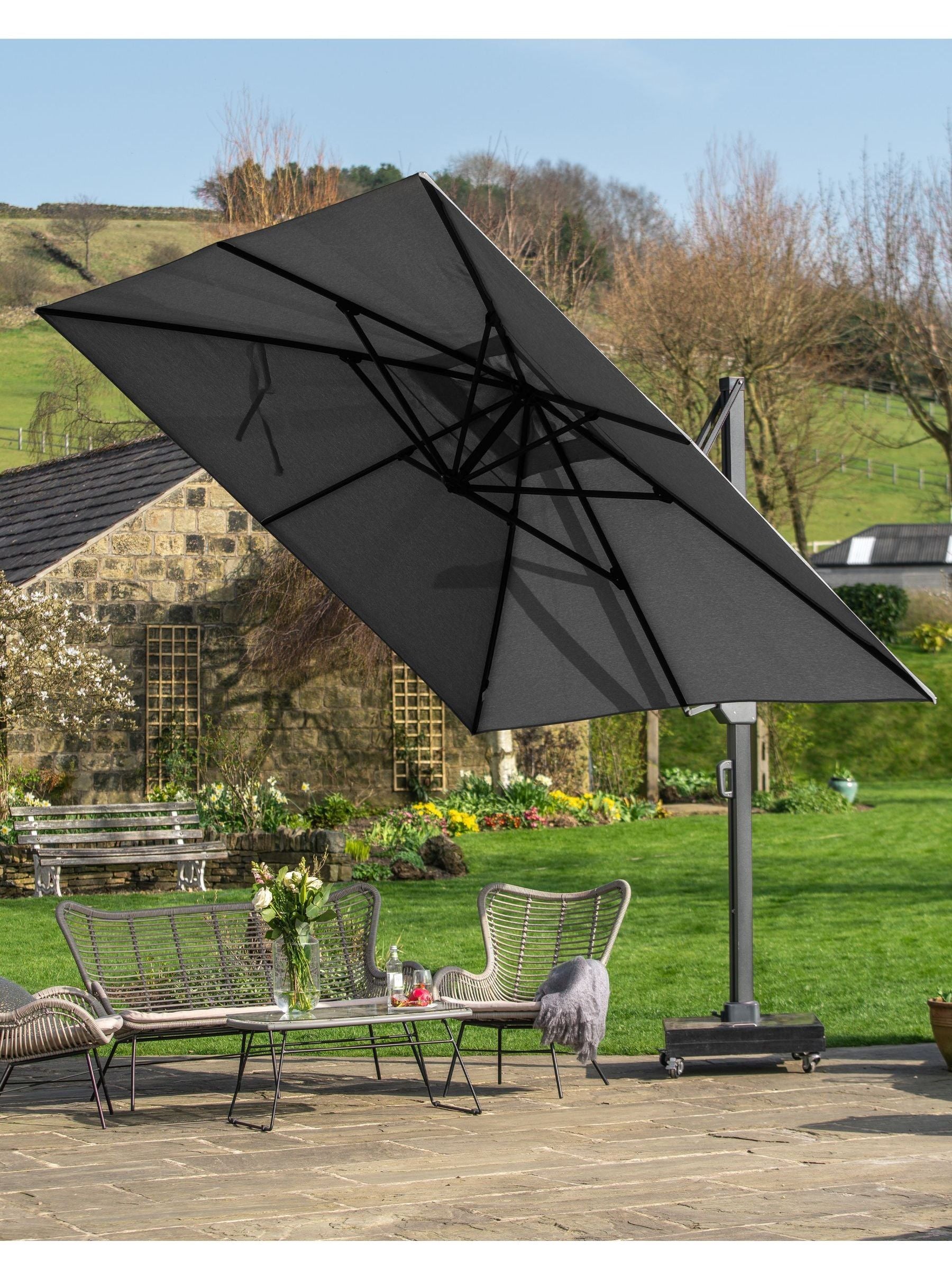 Pacific garden parasol 4mx3m faded black, imported from the UK