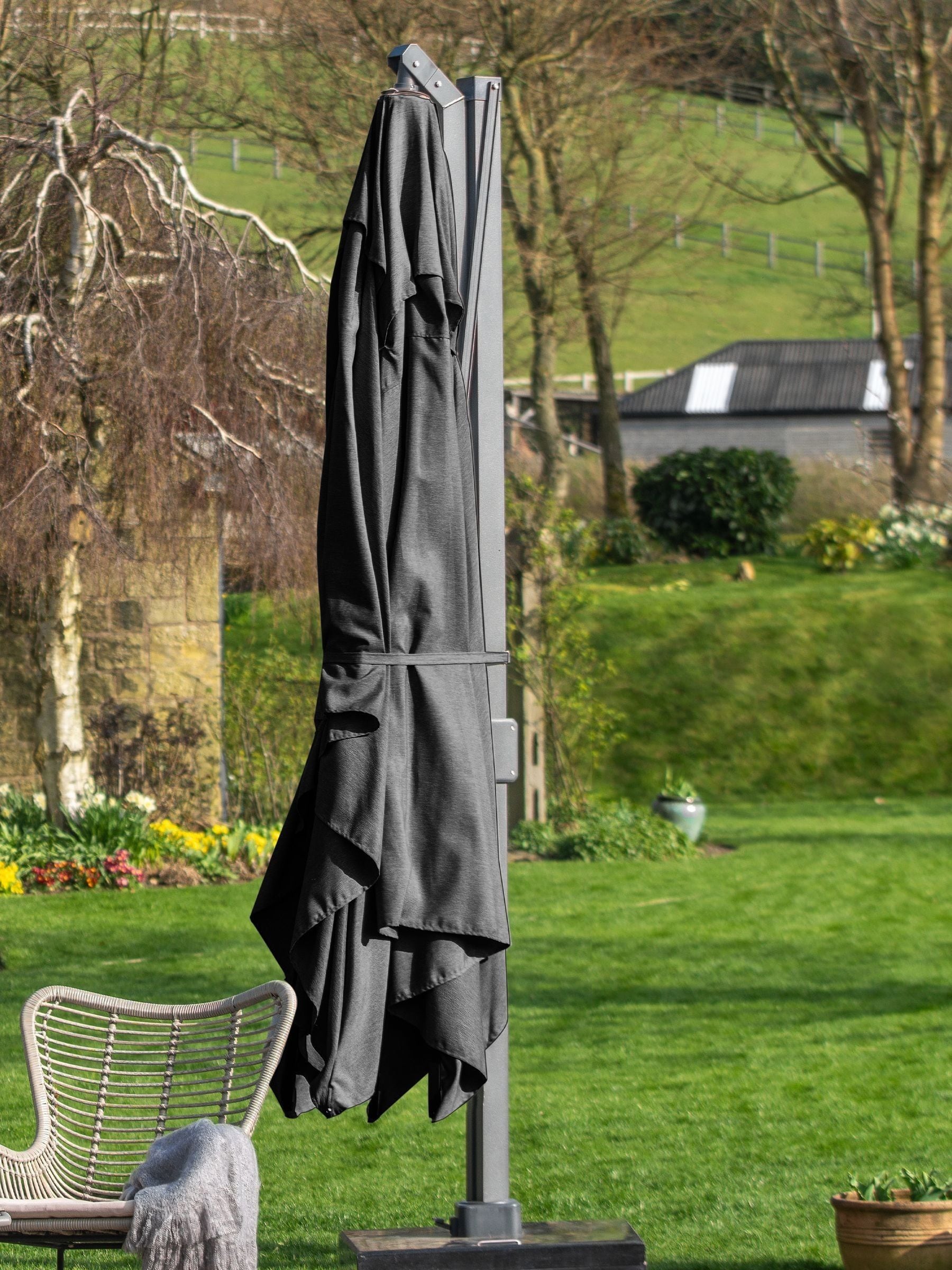 Pacific garden parasol 4mx3m faded black, imported from the UK