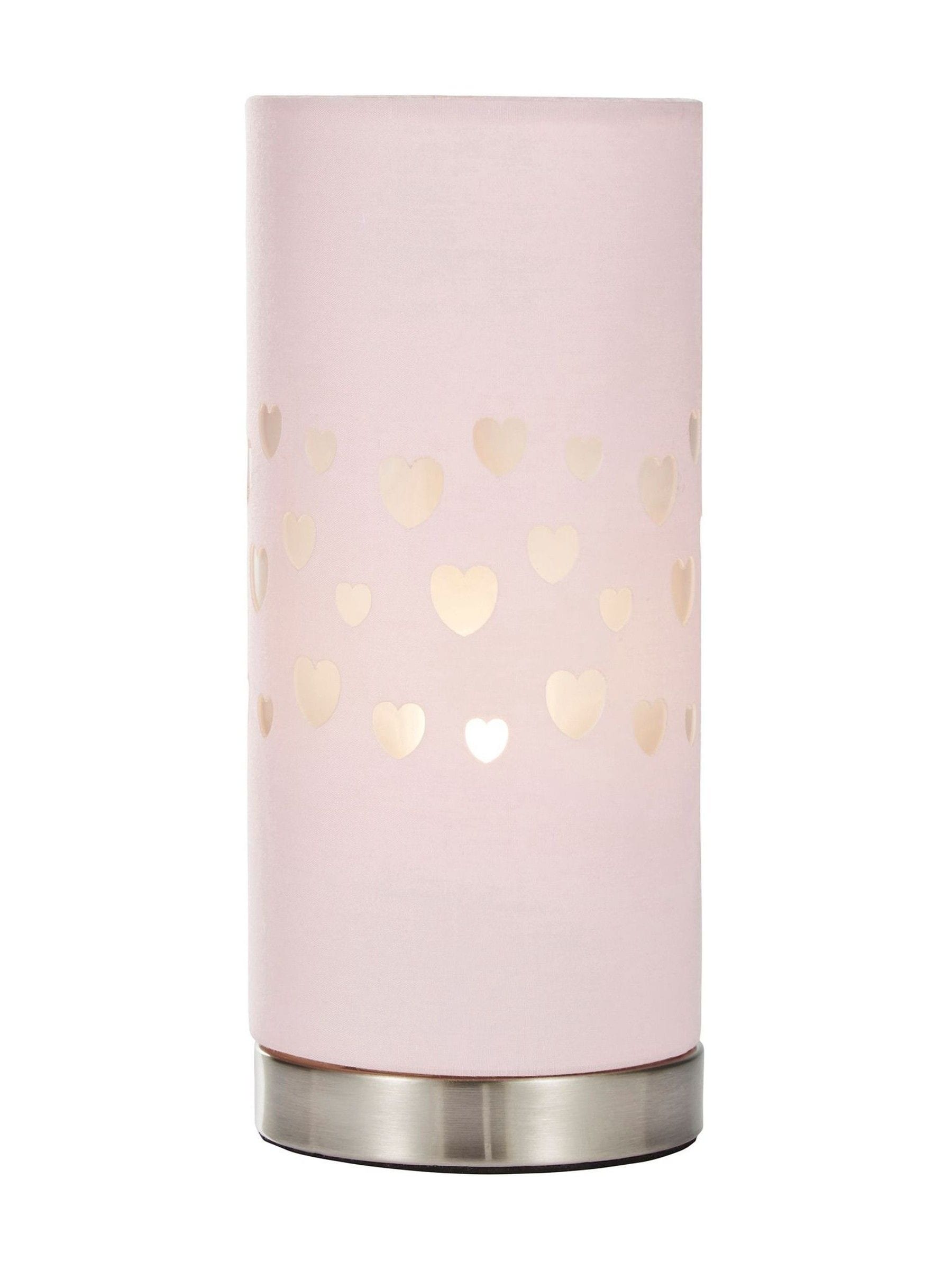 Glow pink hearts laser cut LED table lamp (British brand)