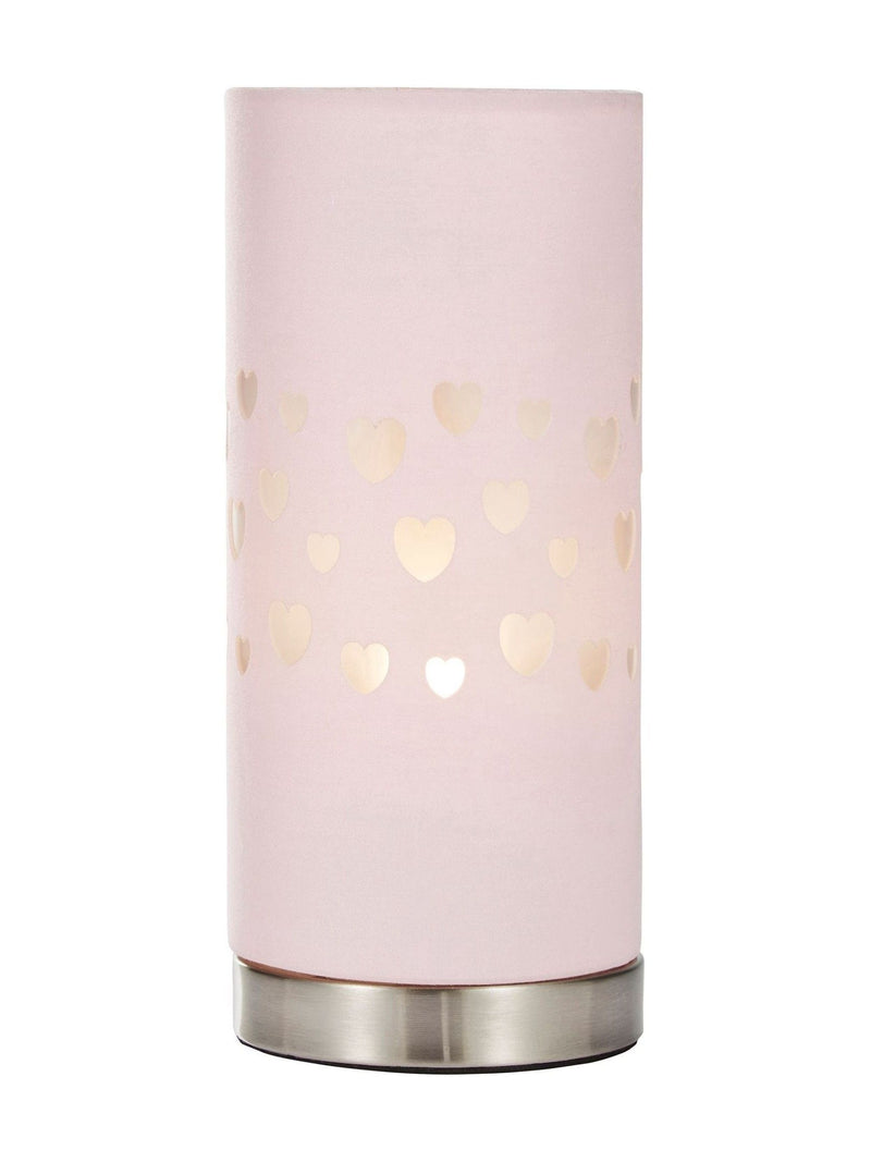 Glow pink hearts laser cut LED table lamp (British brand)
