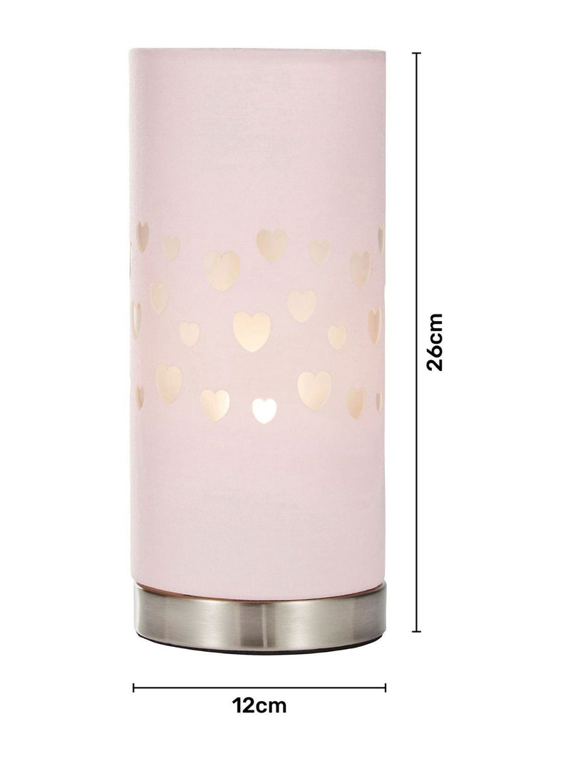 Glow pink hearts laser cut LED table lamp (British brand)