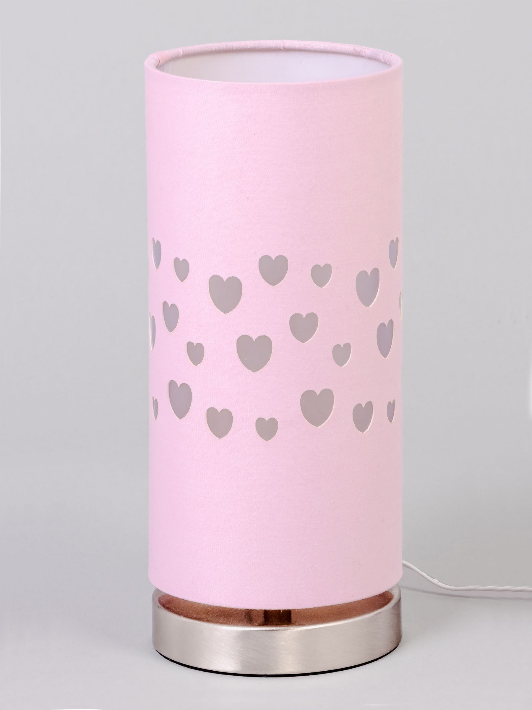 Glow pink hearts laser cut LED table lamp (British brand)