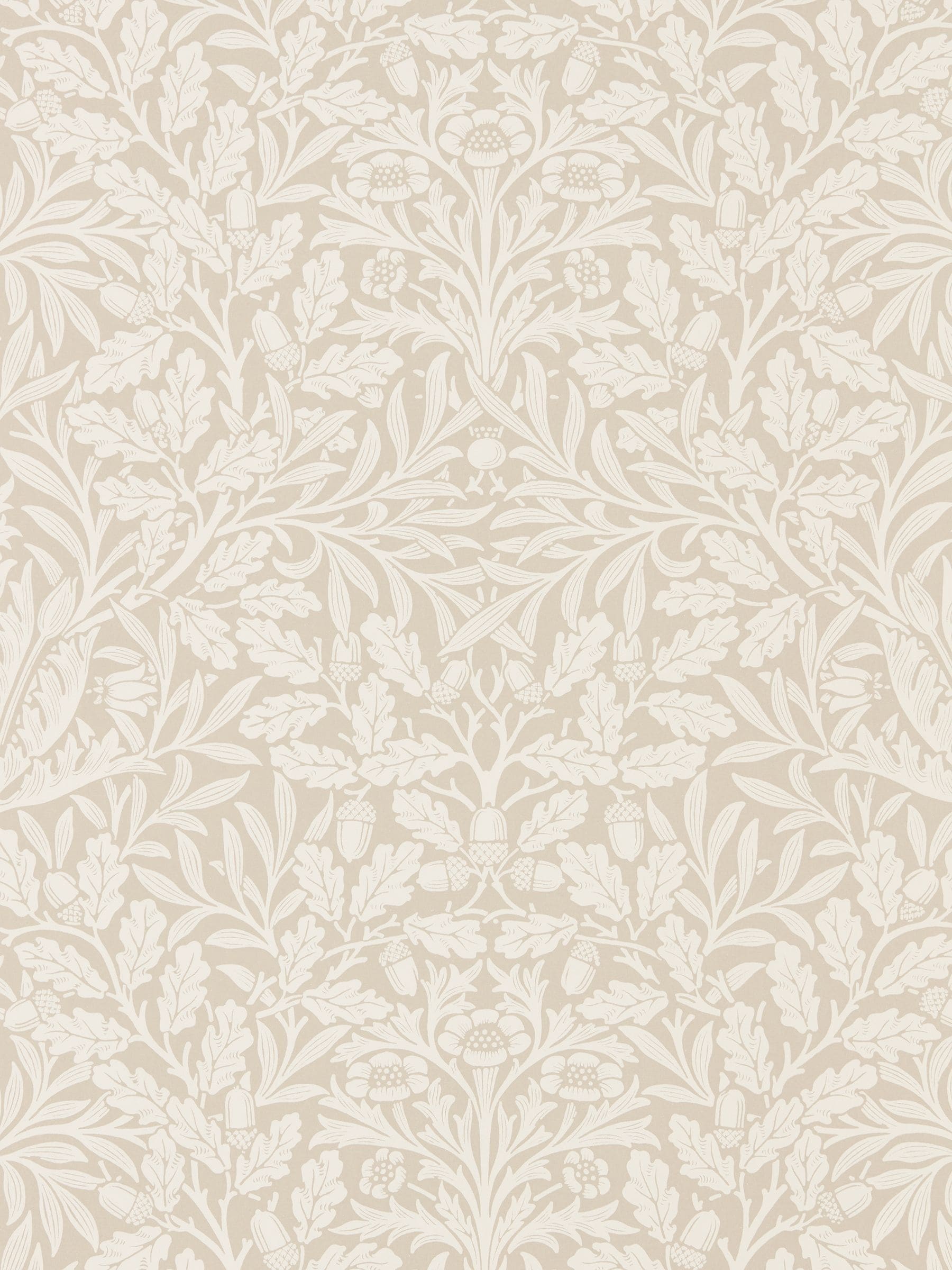 Morris & Co. Cream Pure Acorn wallpaper 10.05m, imported from the UK
