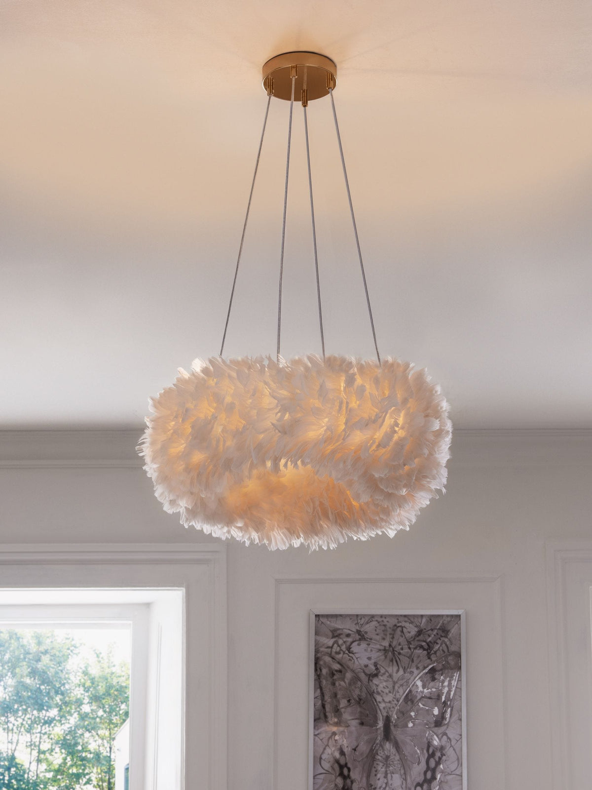 Lipsy white feather chandelier 60cm (British brand)