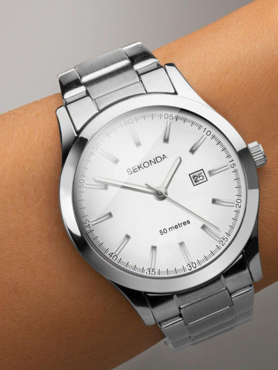 Next Sekonda Silver Tone Classic Watch 34mm- Buy online at McGrocer