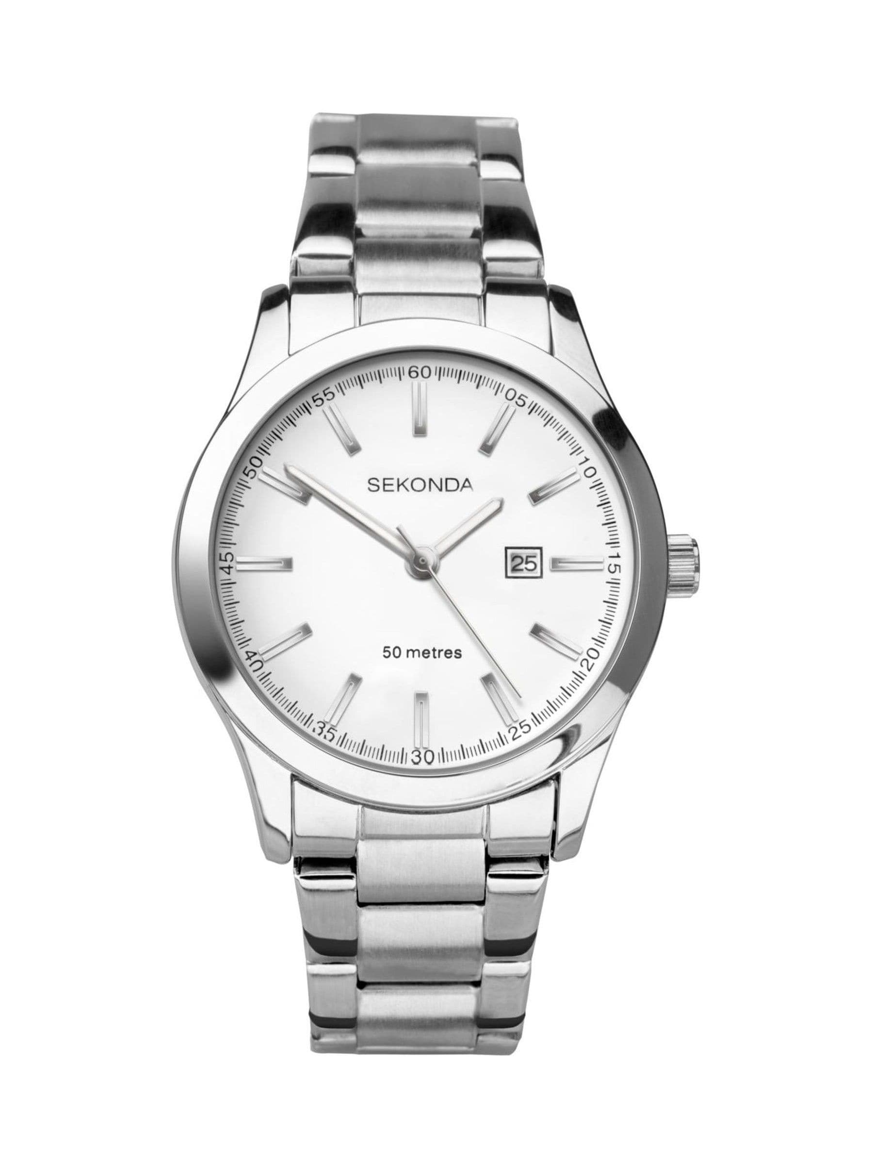 Sekonda silver tone classic watch stainless steel bracelet (British brand)