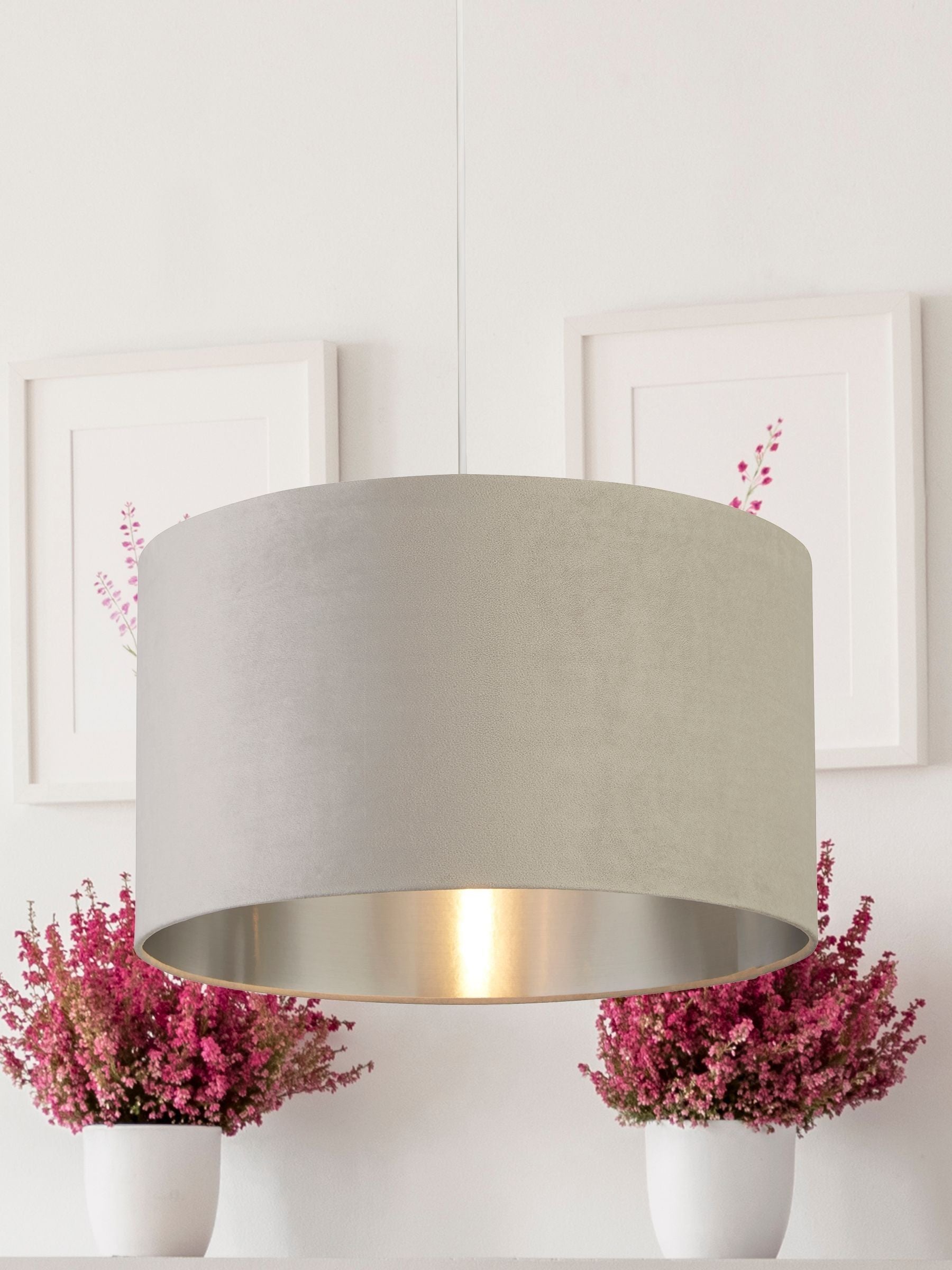 Searchlight Josie light grey velvet ceiling shade, UK version