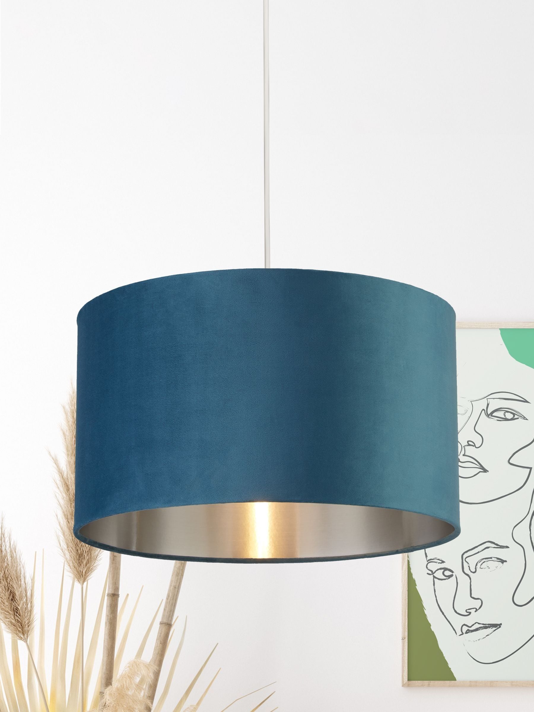 Searchlight Josie Light Grey Velvet Easy Fit Shade Ceiling Light