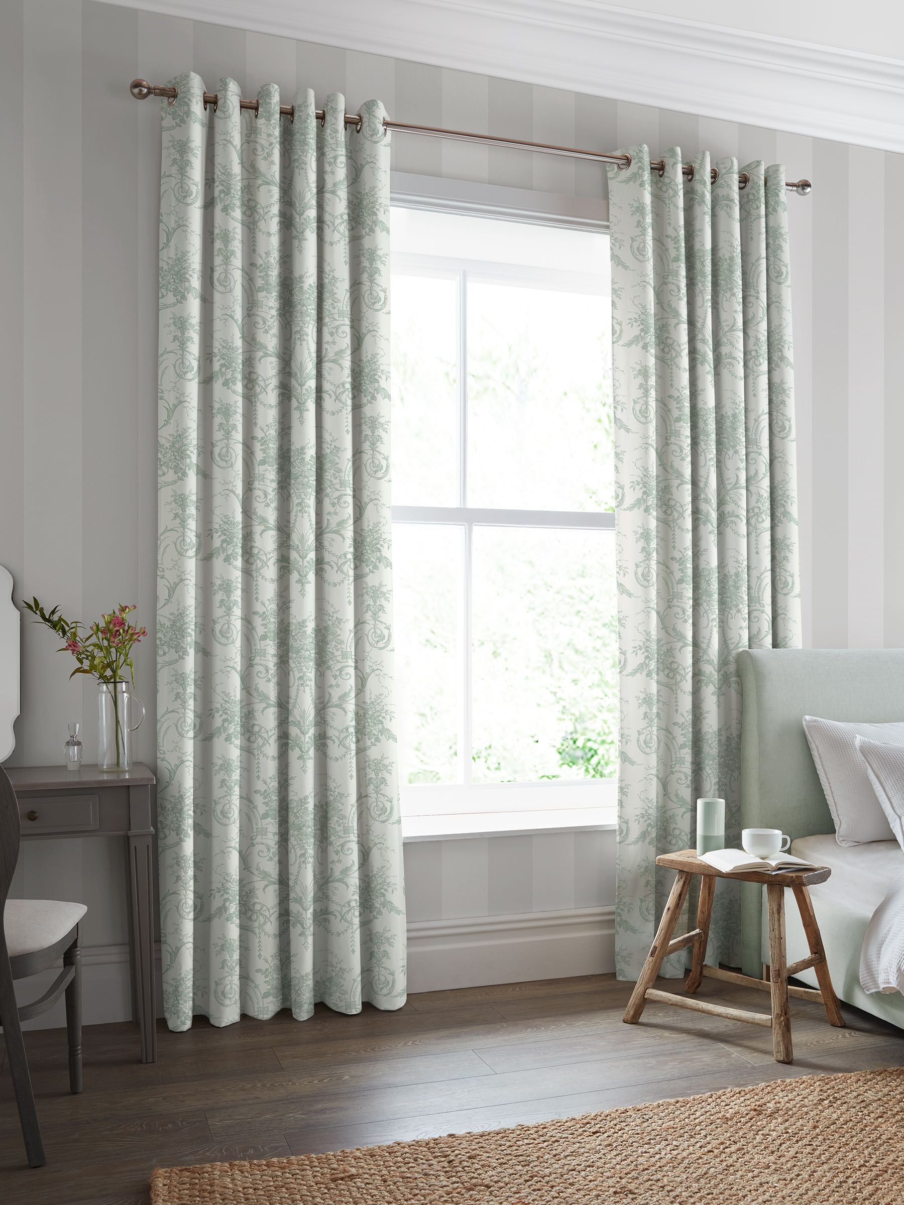 Laura Ashley Tuileries duck egg curtains, UK version