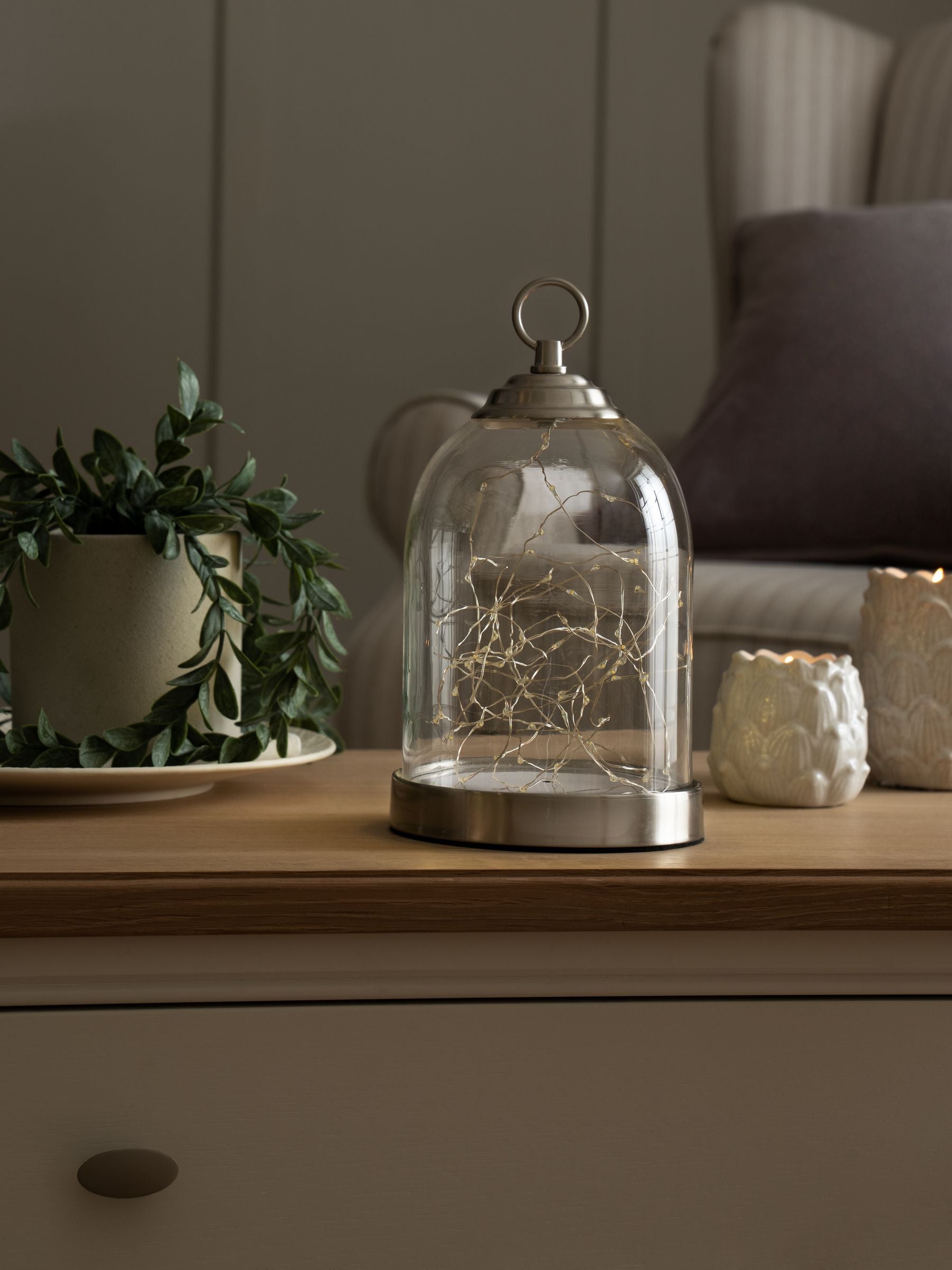 Cloche light brushed chrome 25cm height - British product