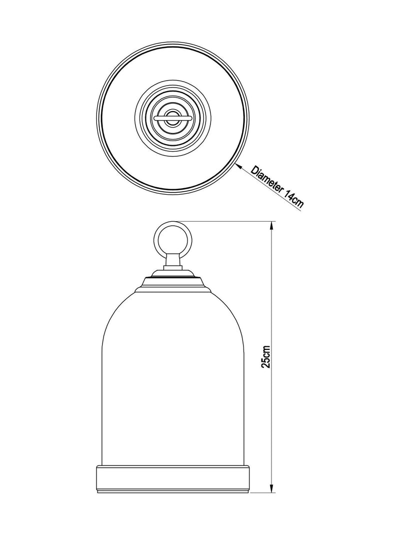 Cloche light brushed chrome 25cm height - British product