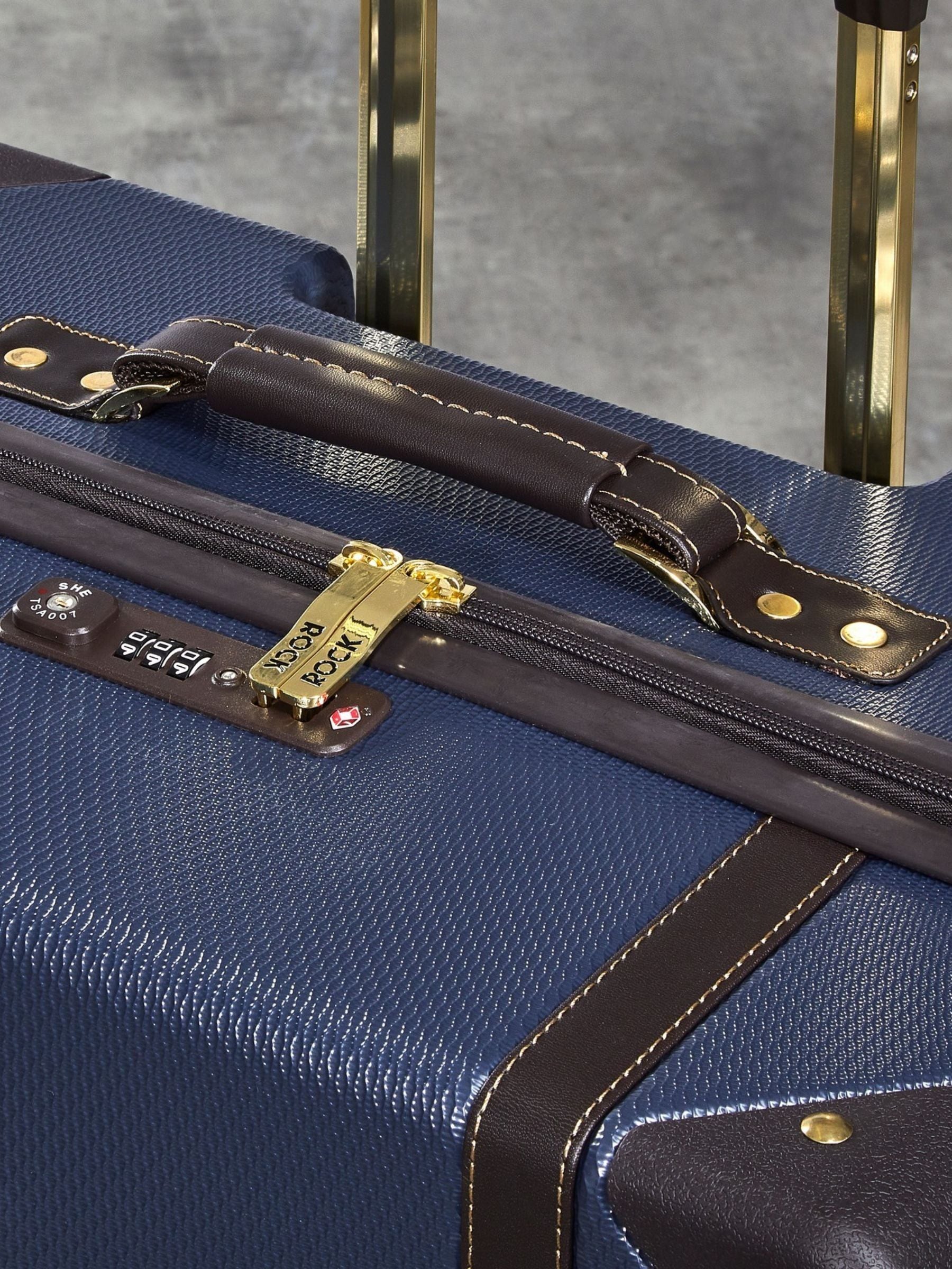 Rock Luggage Navy Vintage Medium Suitcase