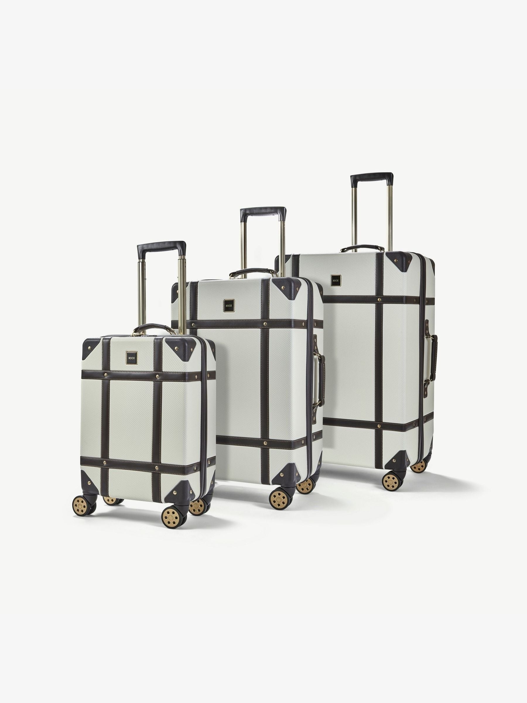 Rock Luggage Cream Vintage Suitcases 3 Piece Set