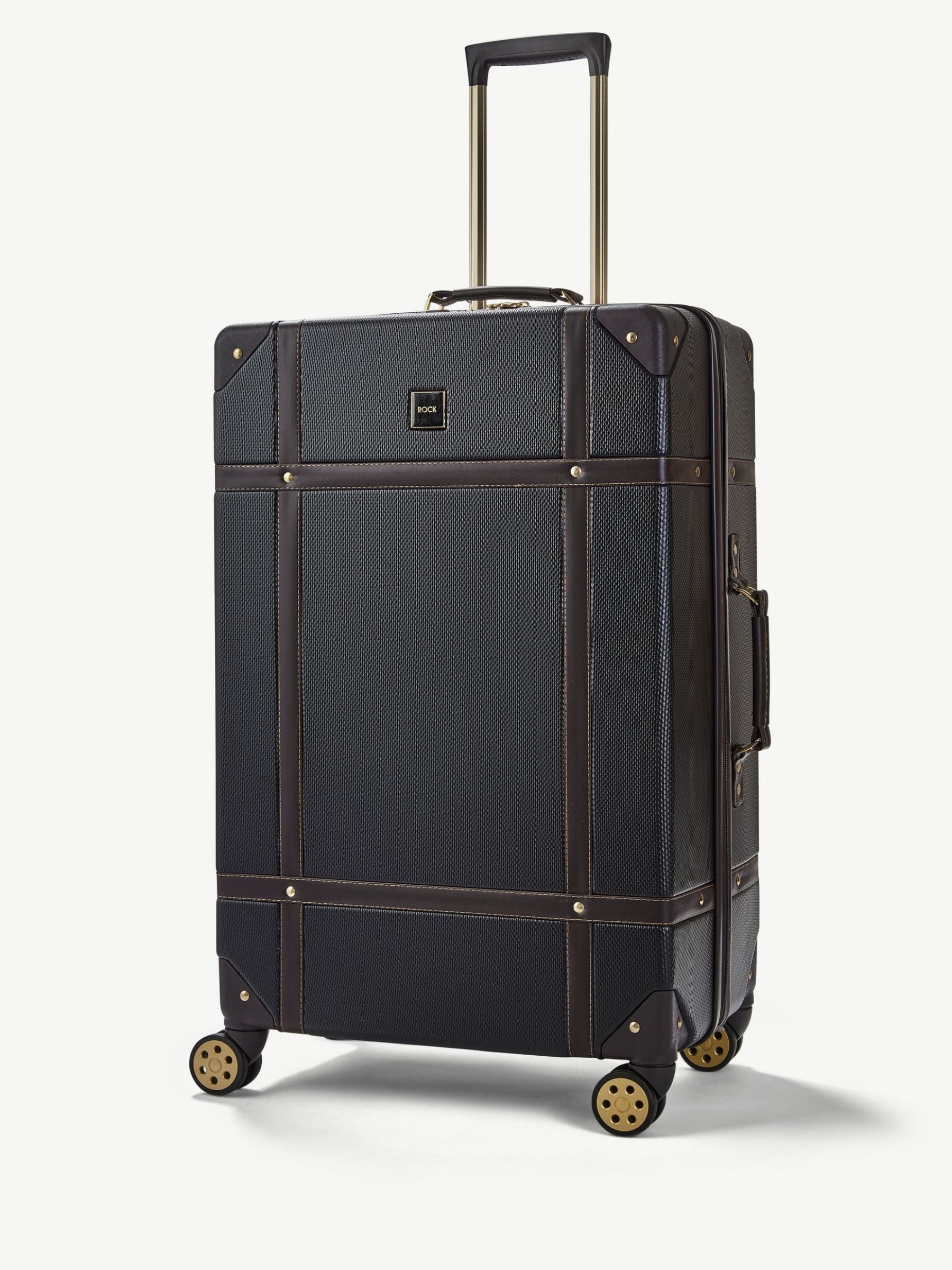 Rock Luggage Navy Large Vintage Suitcase