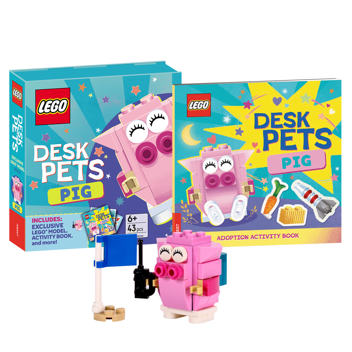 LEGO Desk Pets Pig building craft kit activity book, UK version