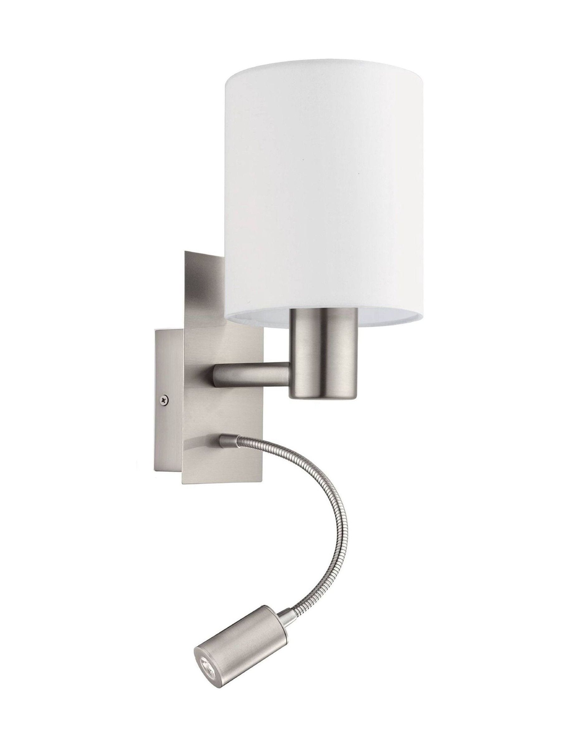 Eglo Pasteri fabric wall lamp with reading light, imported from the UK
