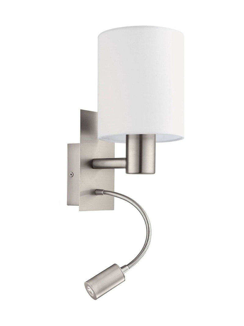 Eglo Pasteri fabric wall lamp with reading light, imported from the UK