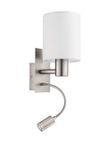Eglo Pasteri fabric wall lamp with reading light, imported from the UK