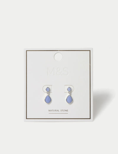 M&S Collection Mini Blue Lace Agate Drop Earrings