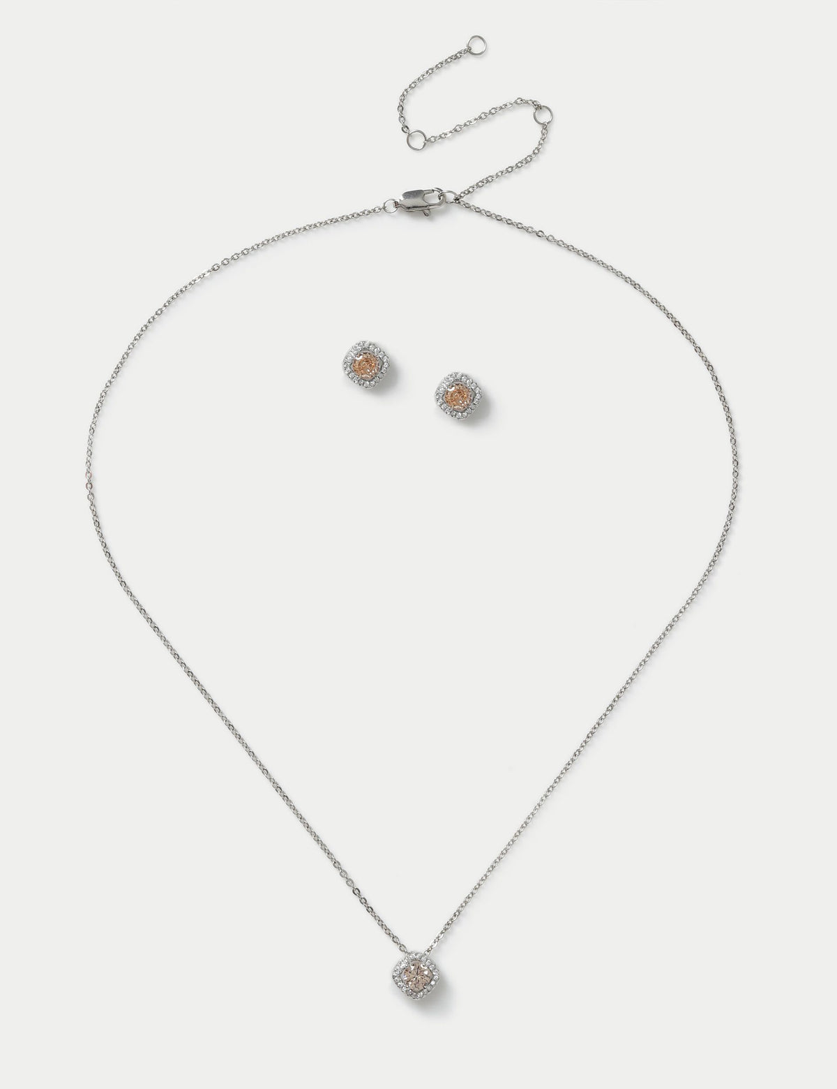 Platinum plated birthstone earring and necklace set (British brand)