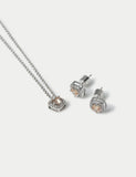 Platinum plated birthstone earring and necklace set (British brand)