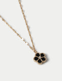 Black enamel flower necklace 70mm, UK version