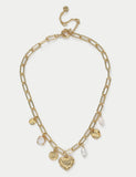 18k gold plated heart charm necklace with pearl (British brand)