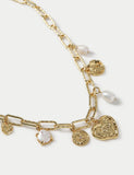 18k gold plated heart charm necklace with pearl (British brand)