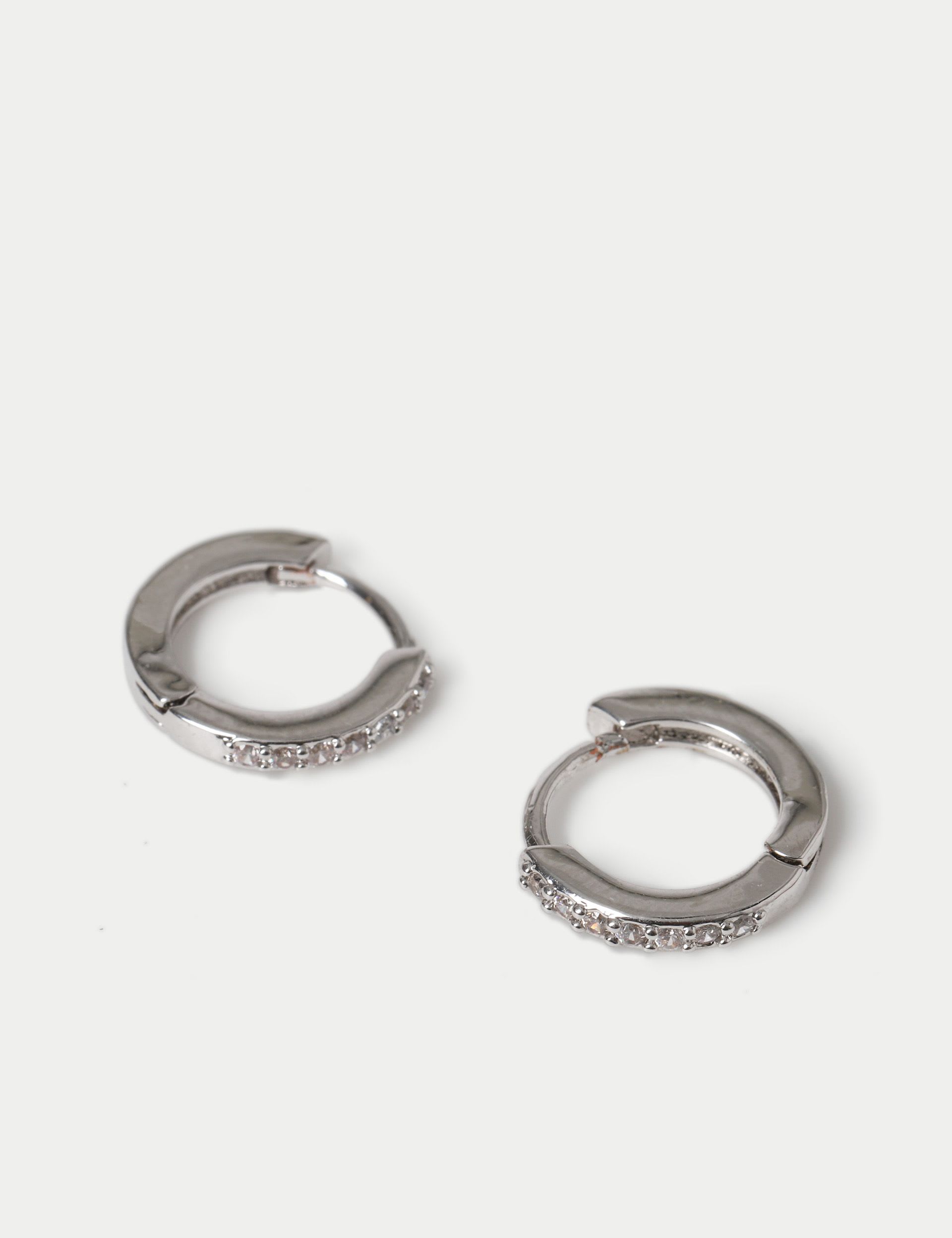 Cubic zirconia hoop earrings platinum plated - British product