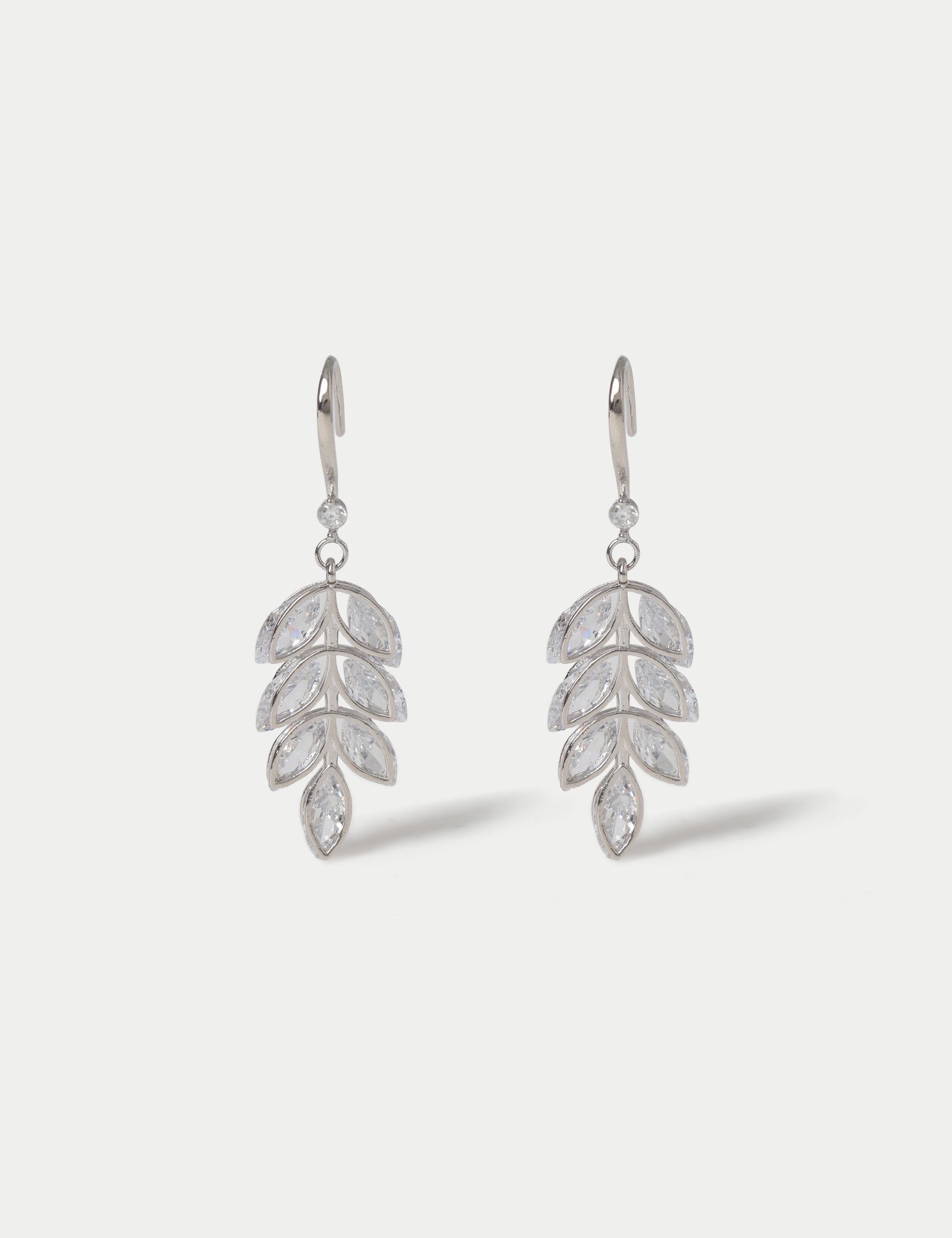 Cubic Zirconia Leaf Earrings drop style, imported from the UK