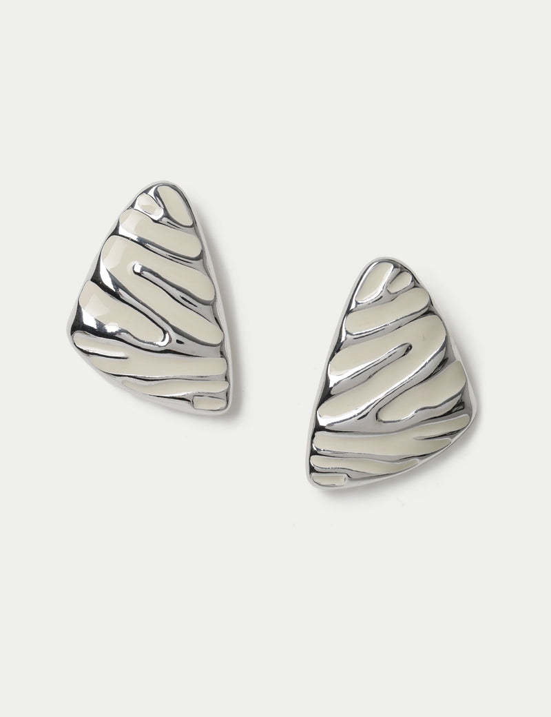 Enamel zebra pattern stud earrings (British brand)