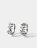 Cubic zirconia baguette stone earrings platinum plated hoop British product