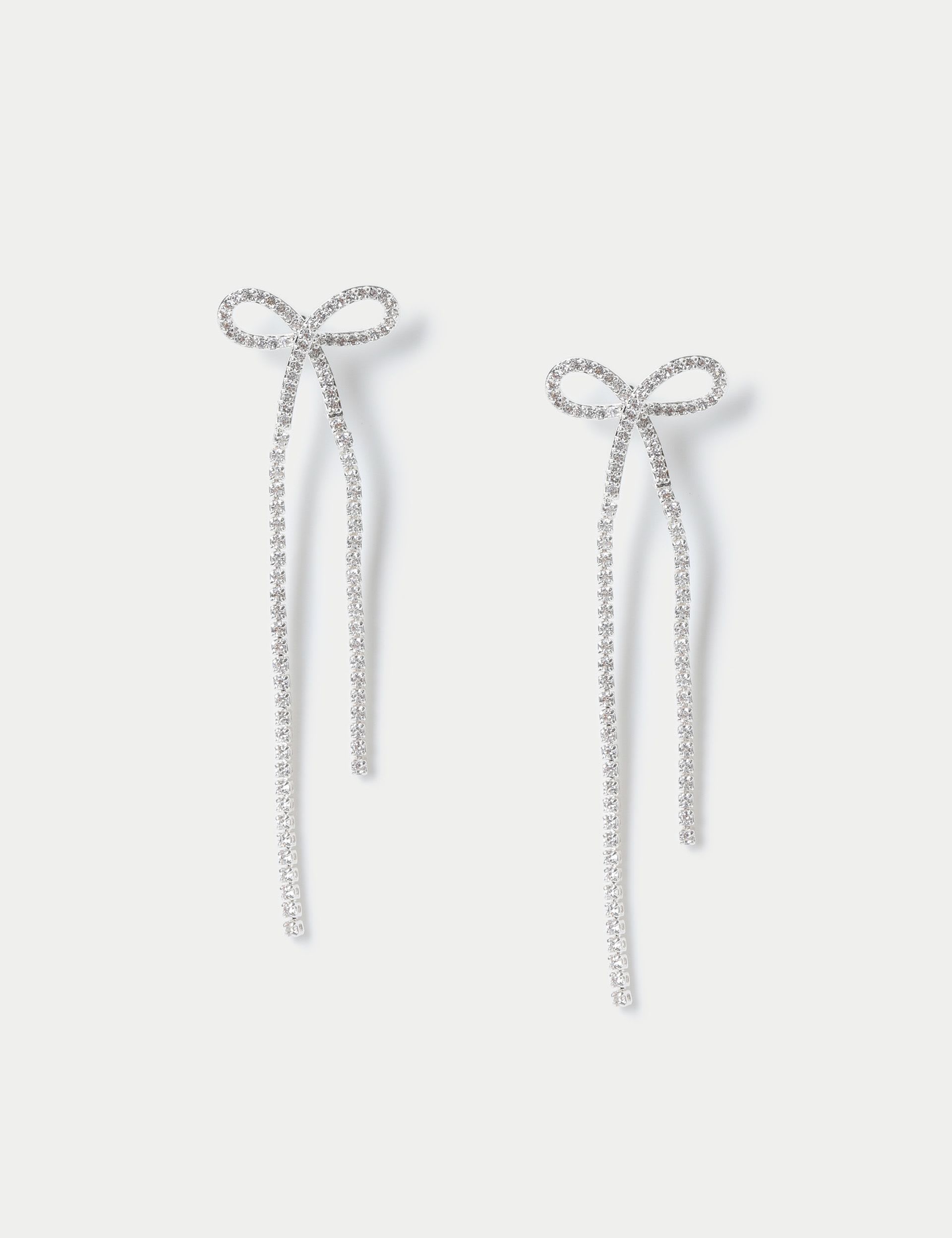 Silver Cupchain Bow Drop Earring, jewellery - British product