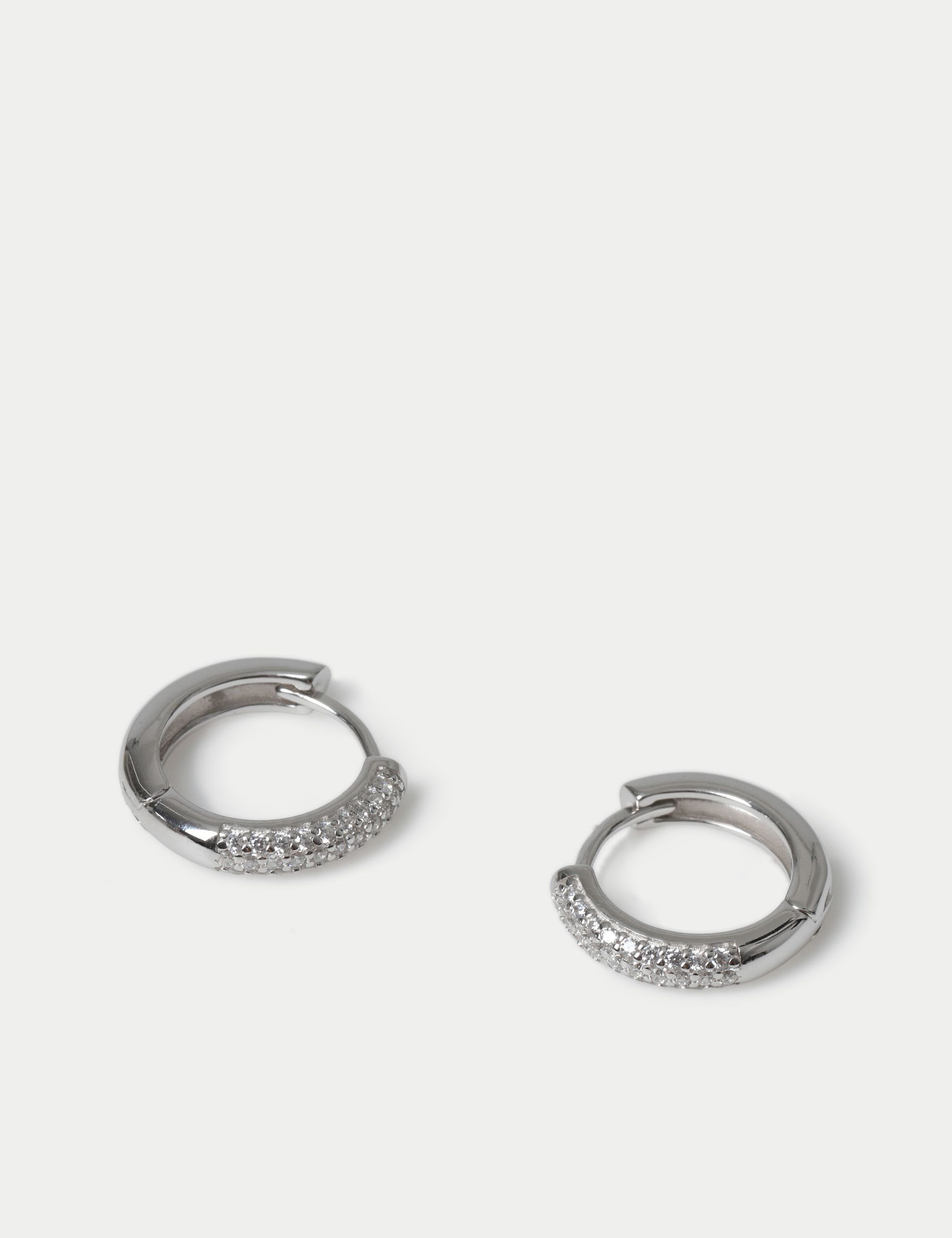 Sterling silver rhodium hoop earrings (British brand)