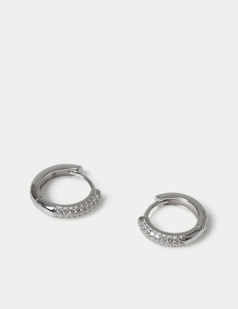 Sterling silver rhodium hoop earrings (British brand)