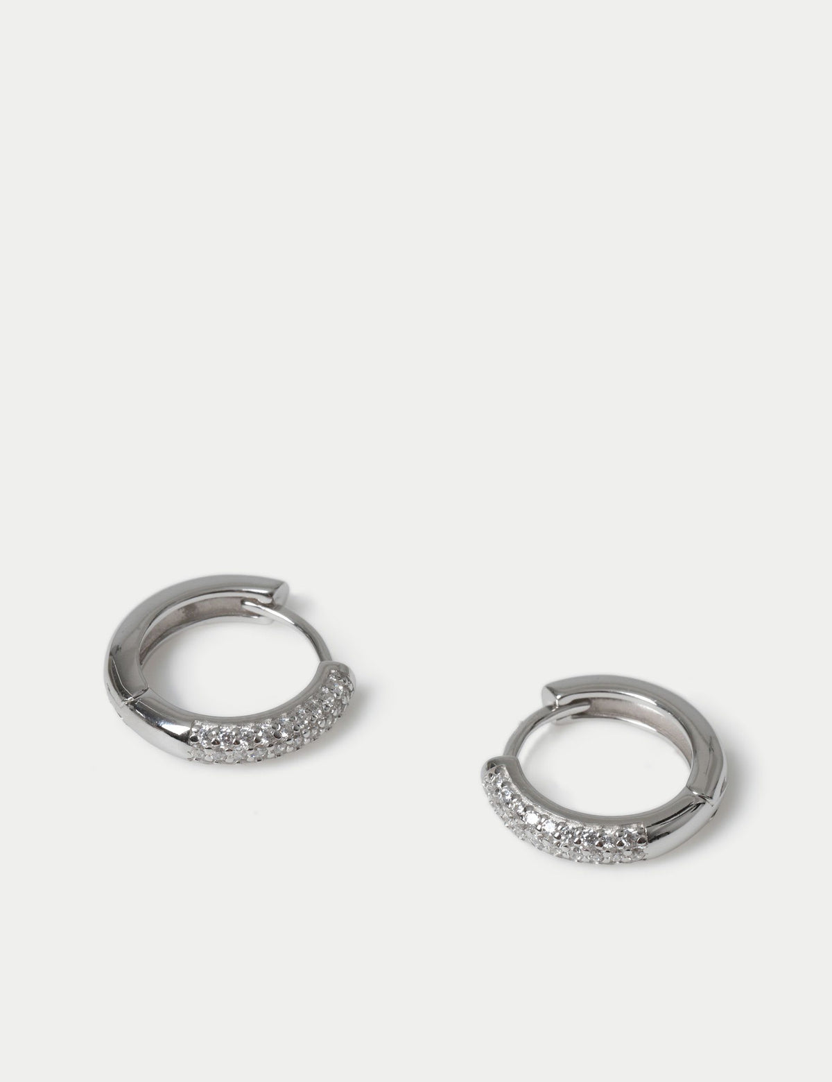 Sterling silver rhodium hoop earrings (British brand)