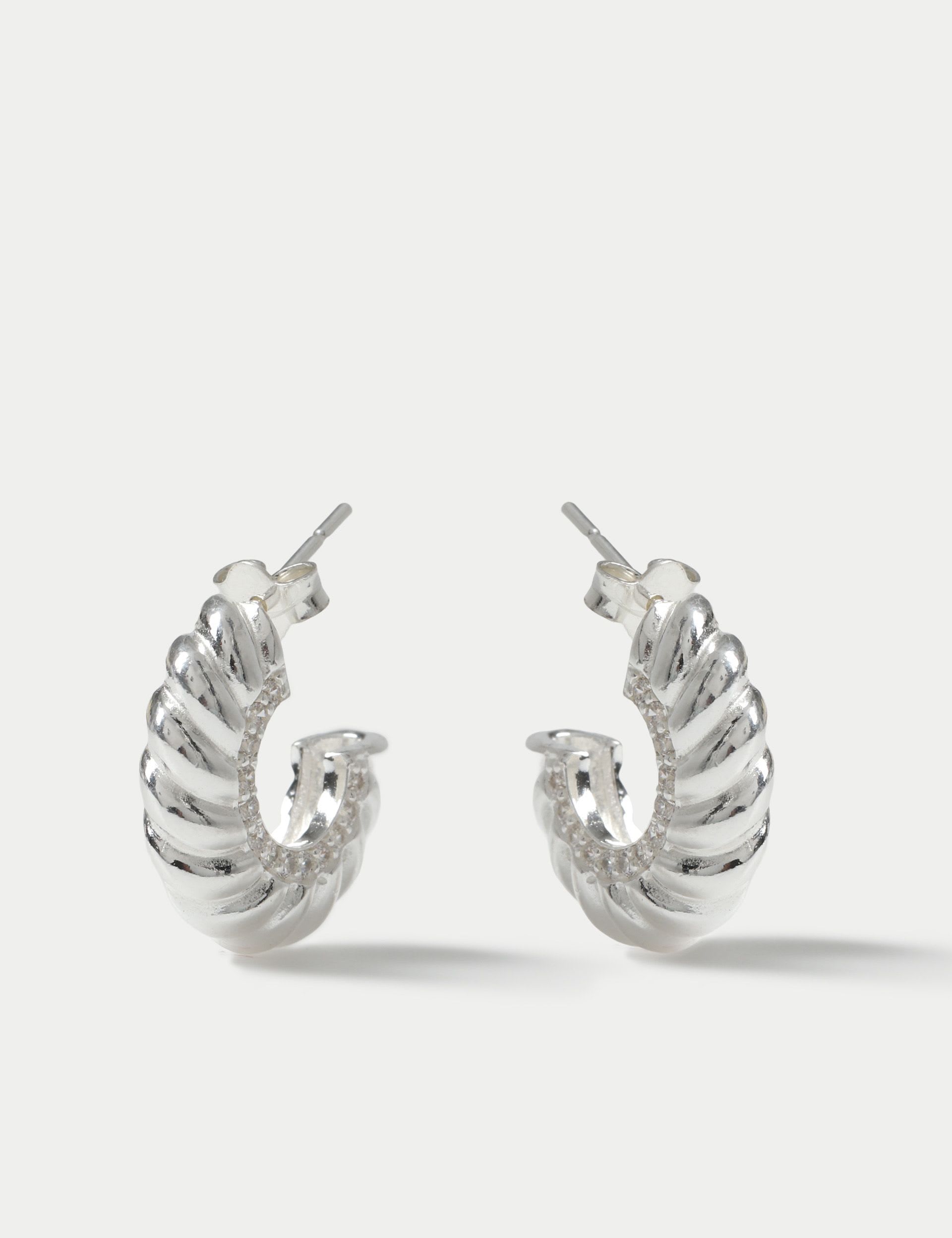 C Hoop Earrings in Sterling Silver - British product