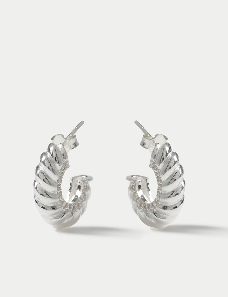 C Hoop Earrings in Sterling Silver - British product