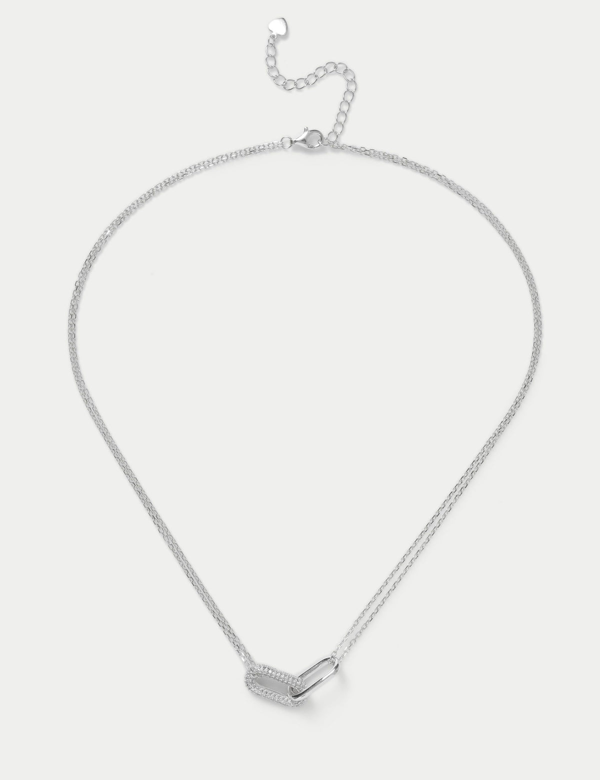 Sterling silver cubic zirconia necklace with clasp fastening, UK version