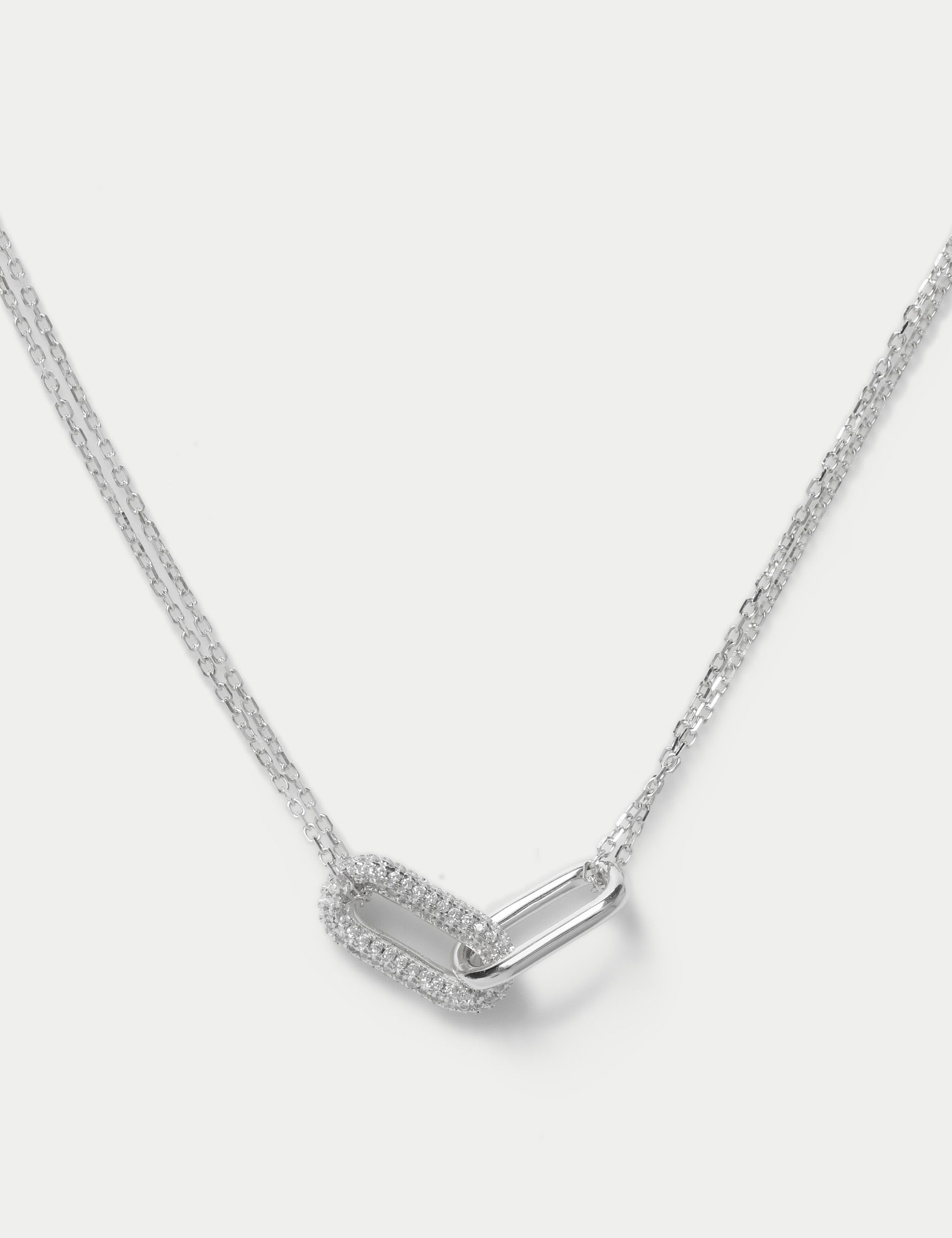 Sterling silver cubic zirconia necklace with clasp fastening, UK version